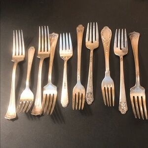 Vintage Silver-Plate Dinner Forks - Assorted Patterns, Silver Finish
